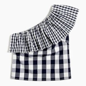 JCrew - Cotton poplin ruffle-shoulder top